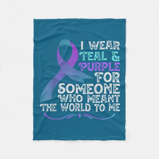Teal Purple Ribbon For Suicide Prevention Awarenes Fleecedecke (Vorderseite)