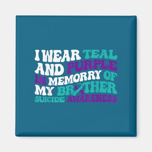 Teal Purple Ribbon Suicide Awareness Brother Aware Magnet (Vorne)