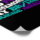 Teal Purple Ribbon Suicide Awareness Brother Aware Poster (Ecke)