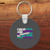 Teal Purple Ribbon Suicide Awareness Brother Aware Schlüsselanhänger (Vorderseite)