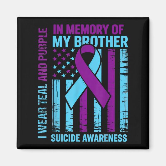 Teal Purple Ribbon Suicide Awareness Flag Brother Magnet (Vorne)