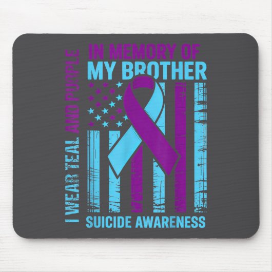 Teal Purple Ribbon Suicide Awareness Flag Brother  Mousepad (Vorne)