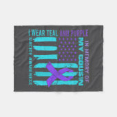 Teal Purple Ribbon Suicide Awareness Flag Cousin B Fleecedecke (Vorderseite (Horizontal))