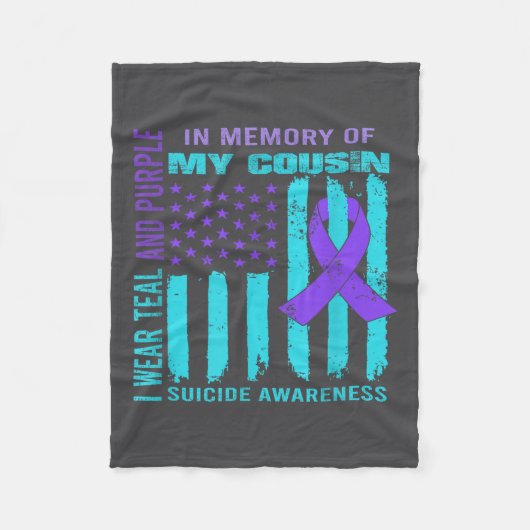 Teal Purple Ribbon Suicide Awareness Flag Cousin B Fleecedecke (Vorderseite)