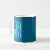 Teal Purple Ribbon Suicide Awareness Flag Cousin B Kaffeetasse (Vorderseite Links)