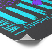 Teal Purple Ribbon Suicide Awareness Flag Freind B Poster (Ecke)