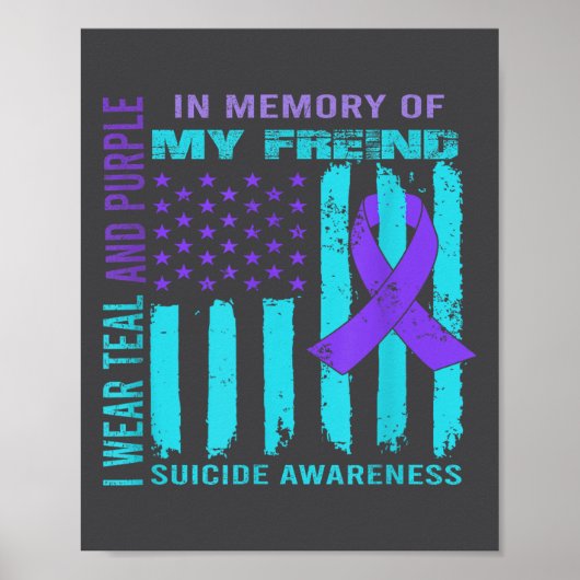 Teal Purple Ribbon Suicide Awareness Flag Freind B Poster (Vorne)