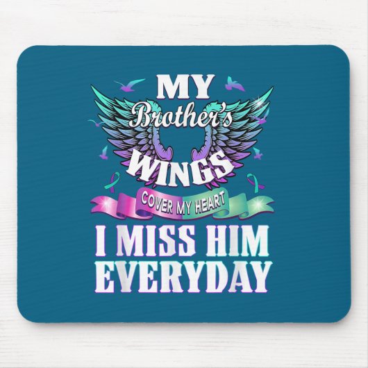 Teal Purple Ribbon Suicide Awareness Flag I Miss M Mousepad (Vorne)