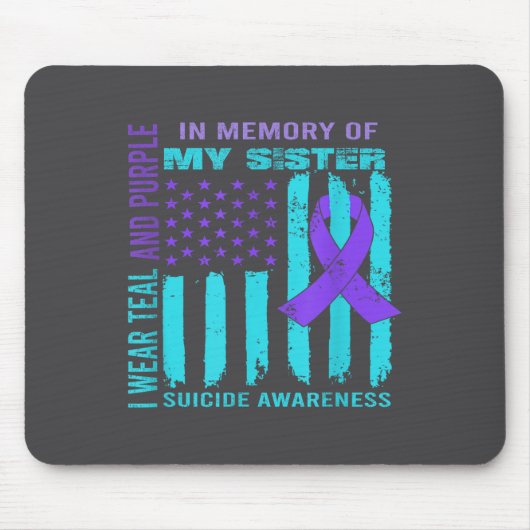 Teal Purple Ribbon Suicide Awareness Flag Sister B Mousepad (Vorne)