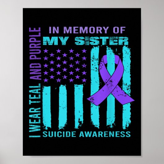 Teal Purple Ribbon Suicide Awareness Flag Sister B Poster (Vorne)