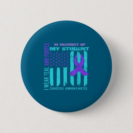 Teal Purple Ribbon Suicide Awareness Flag Student Button (Vorderseite)