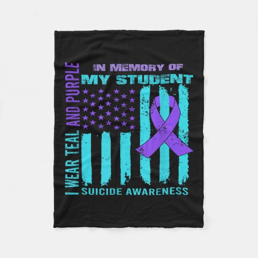 Teal Purple Ribbon Suicide Awareness Flag Student  Fleecedecke (Vorderseite)
