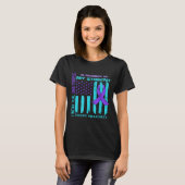 Teal Purple Ribbon Suicide Awareness Flag Student T-Shirt (Vorne ganz)