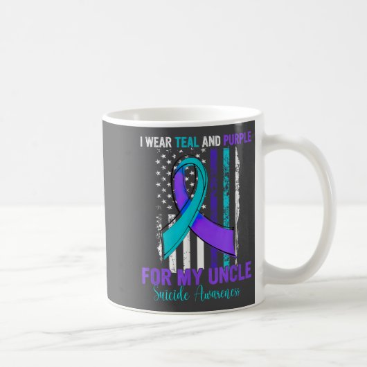 Teal Purple Ribbon Suicide Awareness Flag Uncle  Kaffeetasse (Rechts)