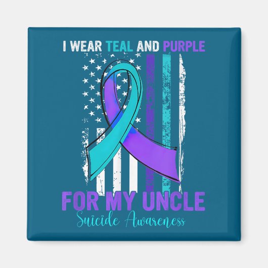 Teal Purple Ribbon Suicide Awareness Flag Uncle Magnet (Vorne)