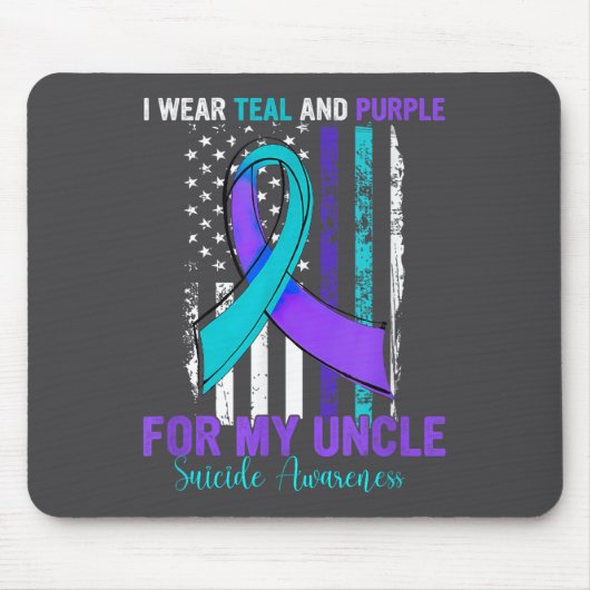 Teal Purple Ribbon Suicide Awareness Flag Uncle  Mousepad (Vorne)