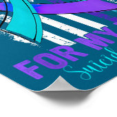 Teal Purple Ribbon Suicide Awareness Flag Uncle  Poster (Ecke)