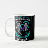 Teal Purple Suicide Awareness Ribbon Niece Memoria Kaffeetasse (Links)
