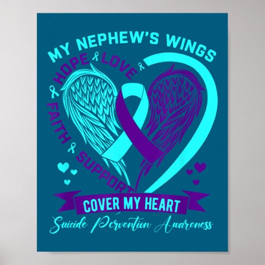 Teal Purple Suicide Prevention Awareness Nephew He Poster (Vorne)