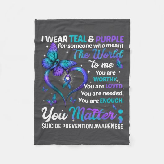 Teal Purple You Suicide Prevention Awareness Month Fleecedecke (Vorderseite)