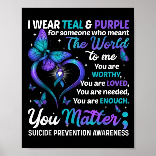 Teal Purple You Suicide Prevention Awareness Month Poster (Vorne)