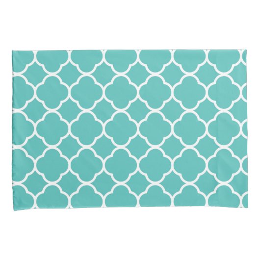 Teal Quatrefoil Pattern Kissenbezug (Vorderseite-Rechts)