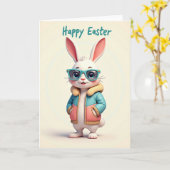 Teal Rabbit Easter Card Karte (Gelbe Blume)