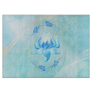 Teal-Radiance-Lotos – Ruhiges Naturdesign Schneidebrett
