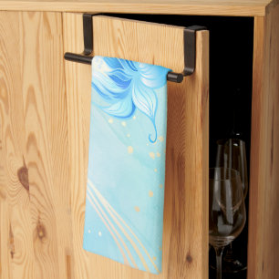 Teal-Radiance-Lotos – Sanfte Naturkunst Geschirrtuch