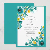 Teal Radiant Meadow Wedding Einladung (Vorne/Hinten)