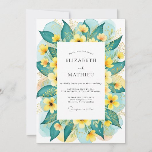 Teal Radiant Summer Wedding Einladung (Vorderseite)