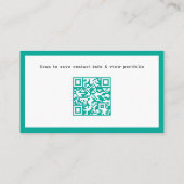 Teal-Rahmen-QR-Code Professionelles benutzerdefini Visitenkarte (Rückseite)