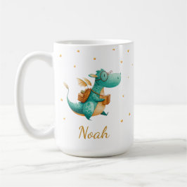 Teal Reading Dragon Mug – Personalized Boys’ Name Kaffeetasse