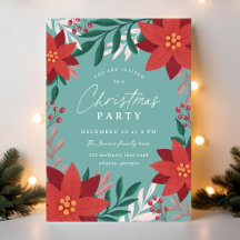 Teal + Red Festive Flowers Christmas Party