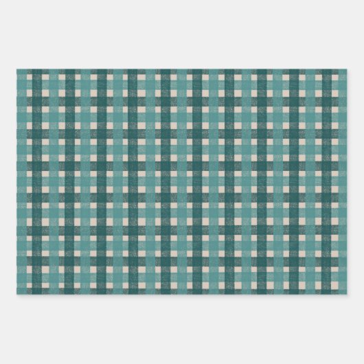 Teal Red Retro Gifts Plaid Pattern Christmas Geschenkpapier Set (Vorderseite 3)