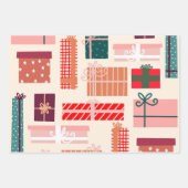 Teal Red Retro Gifts Plaid Pattern Christmas Geschenkpapier Set (Vorderseite)
