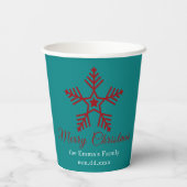 Teal Red Simple Merry Christmas Design Paper Cup Pappbecher (Rückseite)