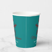 Teal Red Simple Merry Christmas Design Paper Cup Pappbecher (Rechts)