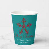 Teal Red Simple Merry Christmas Design Paper Cup Pappbecher (Vorderseite)
