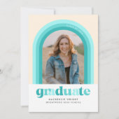 Teal Retro Arch Graduation Announcement Einladung (Vorderseite)