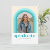 Teal Retro Arch Graduation Announcement Einladung (Stehend Vorderseite)