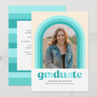Teal Retro Arch Graduation Announcement Einladung