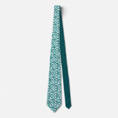 Teal Retro Dots Pattern Neck Tie Krawatte (Vorderseite)