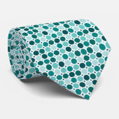 Teal Retro Dots Pattern Neck Tie Krawatte (Gerollt)