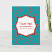 Teal Retro Pattern Thank You Card Funny Gratitude Karte (Vorderseite)