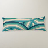 Teal Retro Rainbow Stripes Pattern Seitenschläferkissen (Rückseite)