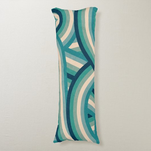 Teal Retro Rainbow Stripes Pattern Seitenschläferkissen (Vorderseite Vertikal)