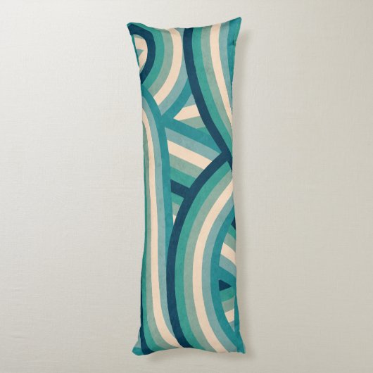 Teal Retro Rainbow Stripes Pattern Seitenschläferkissen (Rückseite (Vertikal))