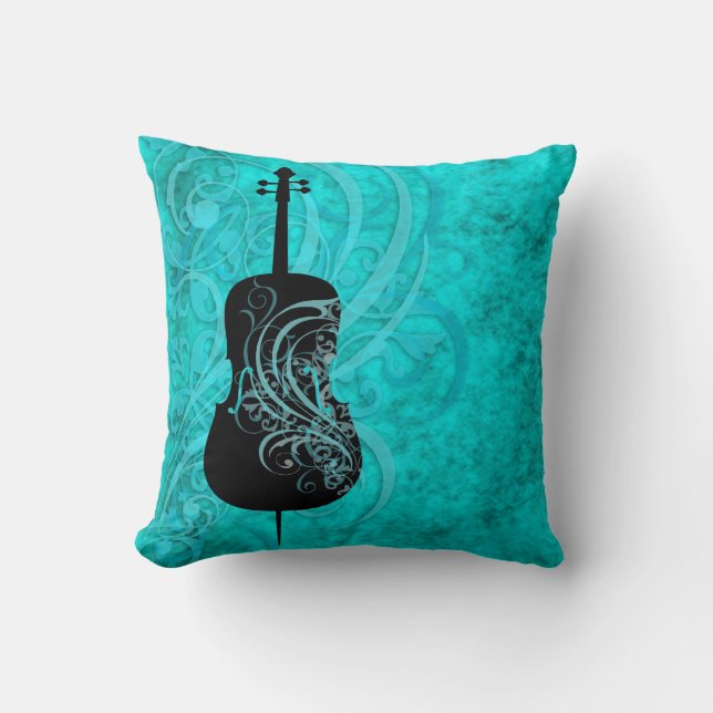 Teal Rococo Cello Kissen (Vorderseite)