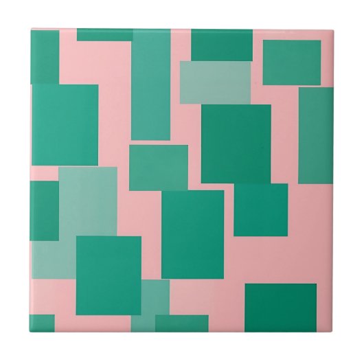 Teal Rosa Farbmuster Modern Abstract Fliese (Vorderseite)